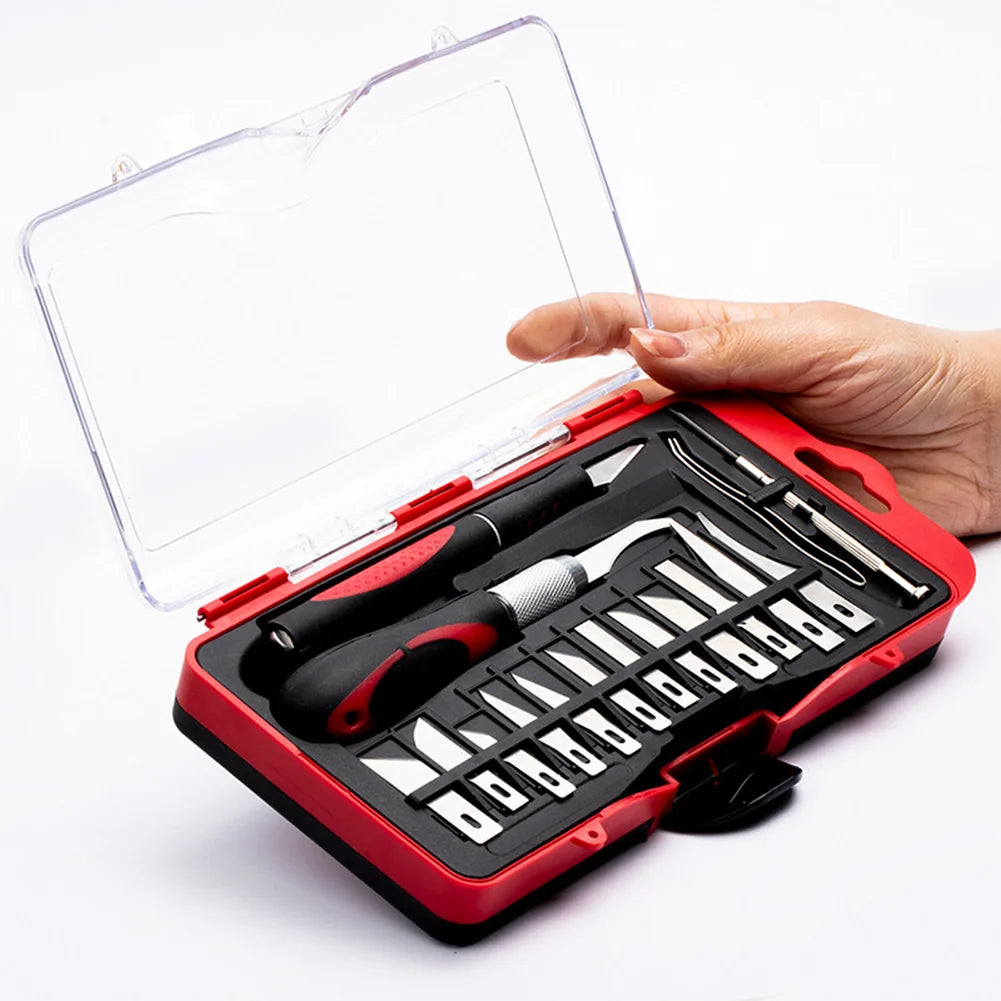 18Pcs Engraving Tool SK5 Steel Blades Scalpel Craft Knife Set Craft Artwork Engraving Cutter Set Multipurpose Sculpture Scalpel