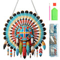 Special Shape Ethnic Style Shield 5D DIY Diamond Painting Dots Pendant DIY Diamond Art Pendant Kit for Garden Window Decor